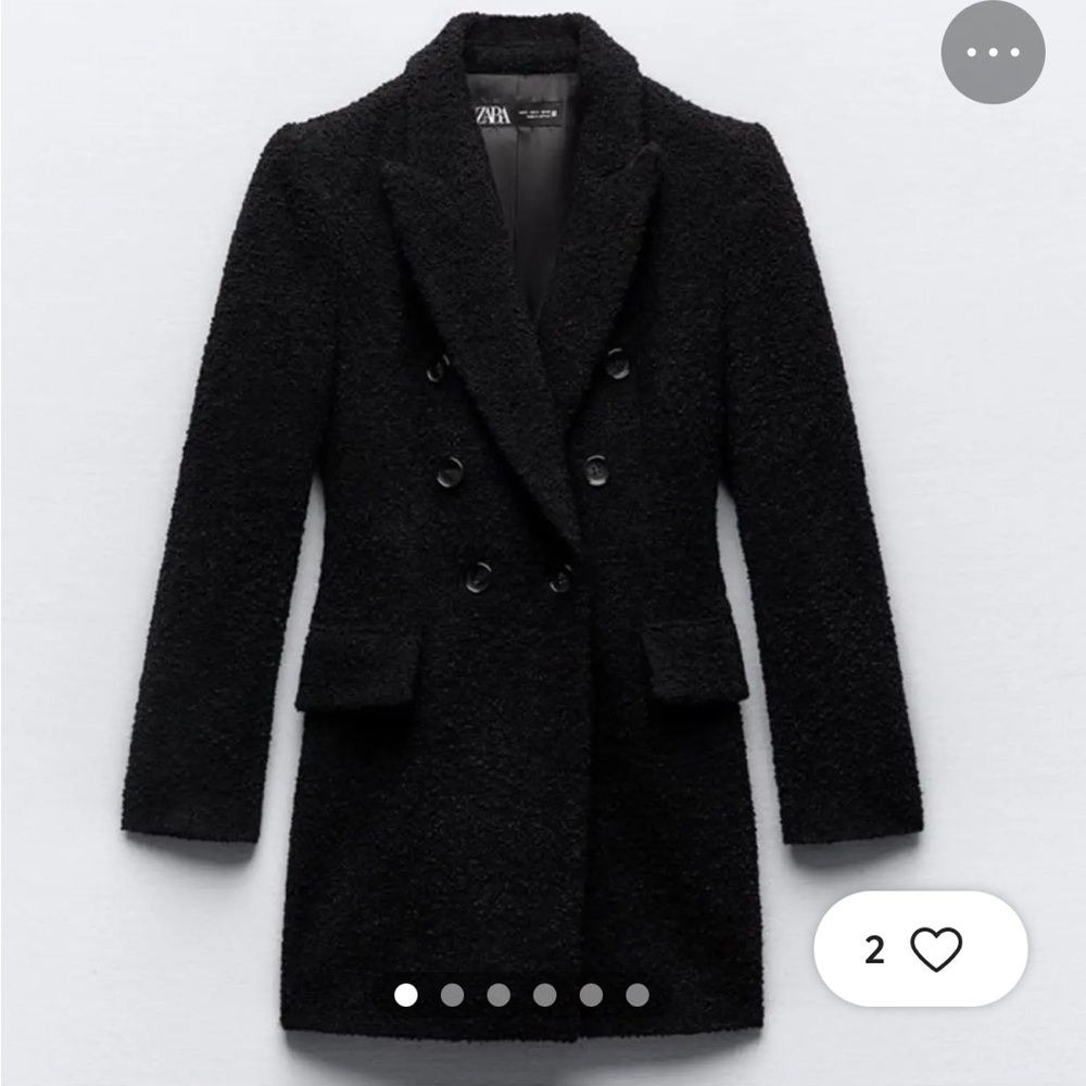 Zara long boucle double breasted blazer